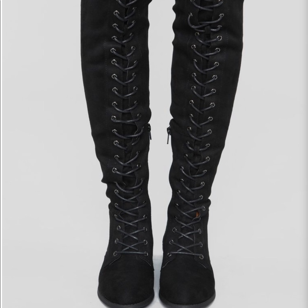 Fashion nova Knee high lace up boots